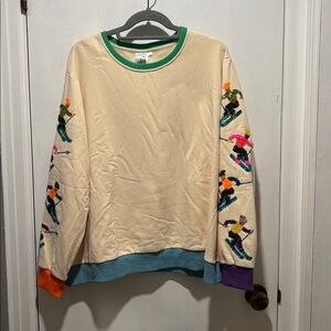 QUEEN OF SPARKLES sequin ski crewneck sweatshirt